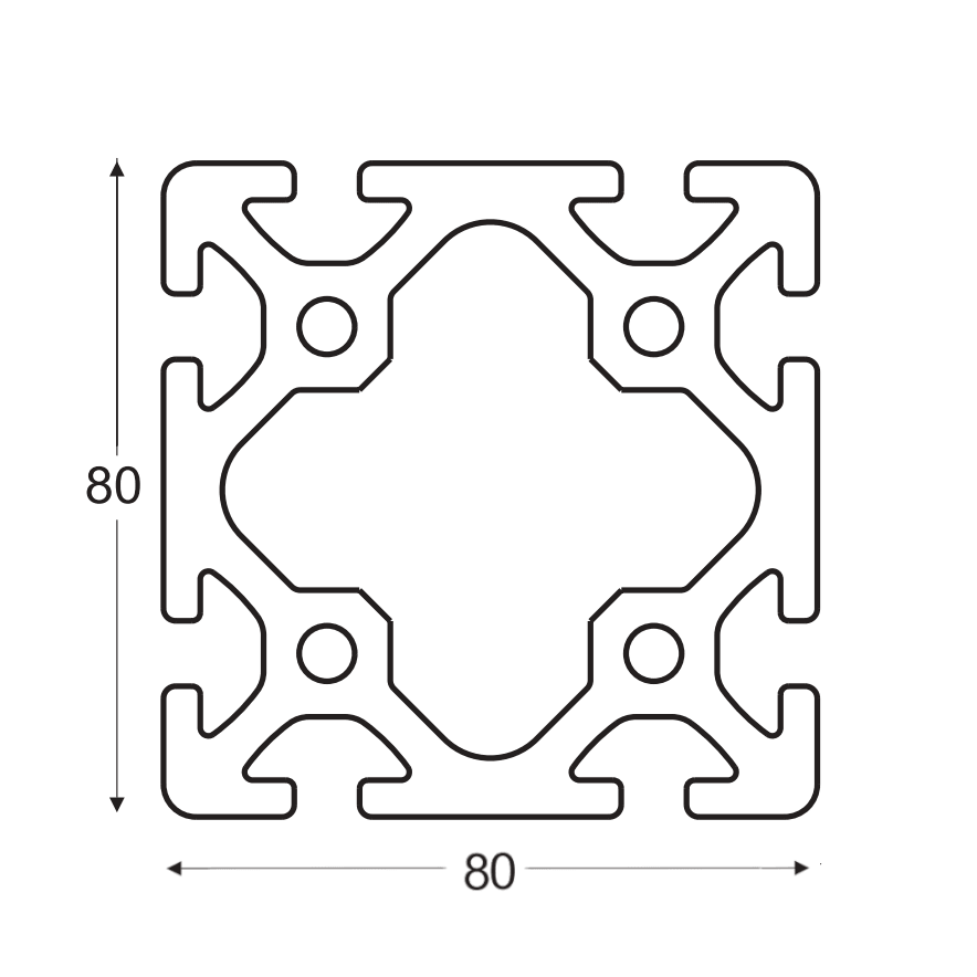 ProFix - Maschinenbauprofil - 80x80 mm - Nut 8 - Schwer - MVG Metallverkaufsgesellschaft mbh & Co. KG