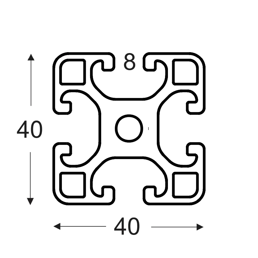 Maschinenbauprofile Leicht Nut 8, 40×40 mm – Foto