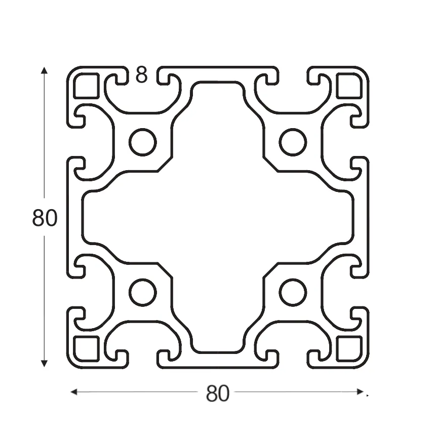 Maschinenbauprofile Leicht Nut 8, 80×80 mm – Foto