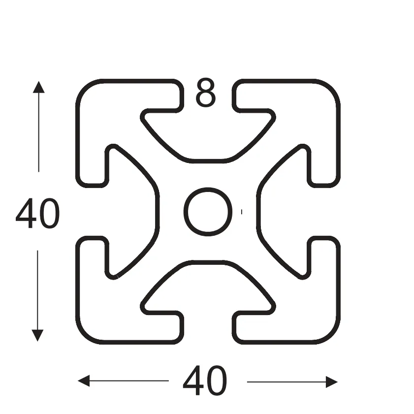 Maschinenbauprofile Schwer Nut 8, 40×40 mm – Foto