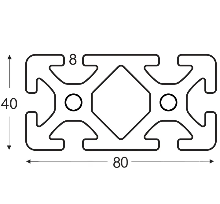 Maschinenbauprofile Schwer Nut 8, 40×80 mm – Foto