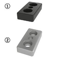 Transport- + Fußplatte N8, M 16 80×40 mm – Beispielabbildung