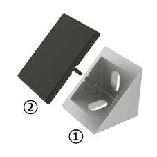 Winkel 40 flach, 40×40×40 mm, Nut 8 (ohne Kappe) – Beispielabbildung